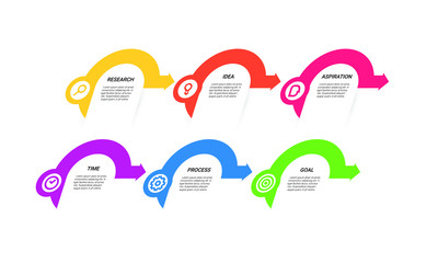 vector step Infographic stack chart design with icons and 6 options or steps. for business concept. Can be used for presentations banner, workflow layout, process diagram, flow chart