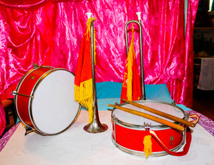 drum and drumsticks