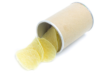 Potato Chips on white background