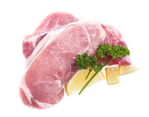 Fresh raw beef steak isolated on white background