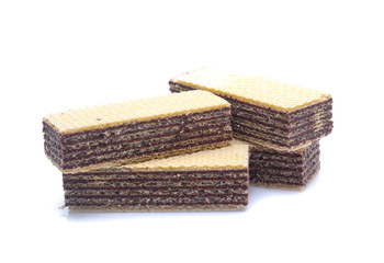 wafer chocolate dessert on white background