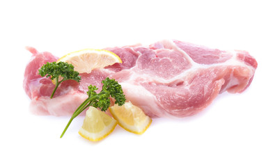 Fresh raw beef steak isolated on white background