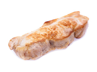 roasted pork slices isolated on white background