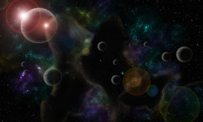 Star and nebula system, nebula illustration