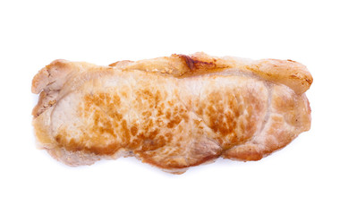 roasted pork slices isolated on white background