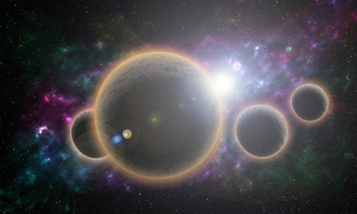 Fototapeta na wymiar Star and nebula system, nebula illustration