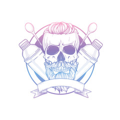 Hand drawn sketch barman skull