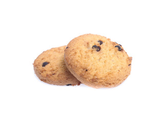 Chocolate chip cookies isolated on white background. Sweet biscuits