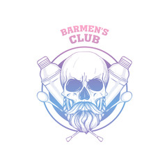 Hand drawn sketch barman skull