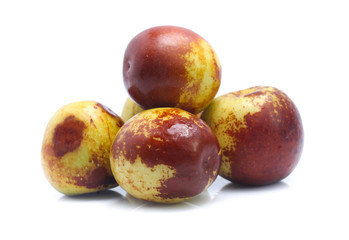 Jujube fruits close up on white