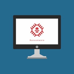 Bug in computer icon, error, bug or scam detected, thread, malware scan, Malware on computer display, Virus computer bug icon, Simple design