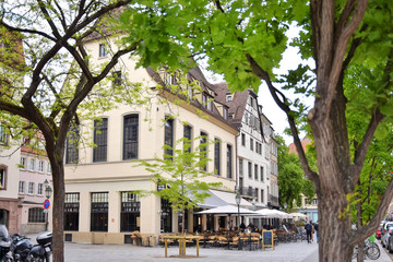 Strasbourg, France - May 2019. Traditional half-timbered houses in the center old city Strasbourg. Amazing colorful houses in La Petite France, Alsace. Beautiful view of the historic town Strasbourg