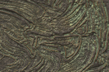 3D rendering- copper metal destroyed. Background bronze