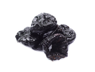 Dry prunes set isolated on white background