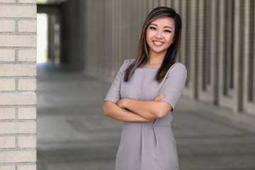 Portrait of an asian american female law attorney, business representative, legal representative, ...