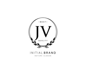 J V JV Beauty vector initial logo, handwriting logo of initial signature, wedding, fashion, jewerly, boutique, floral and botanical with creative template for any company or business.