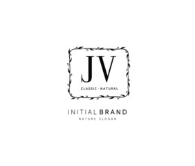 J V JV Beauty vector initial logo, handwriting logo of initial signature, wedding, fashion, jewerly, boutique, floral and botanical with creative template for any company or business.