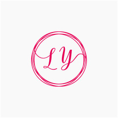 Letter LY logo template. Creative fashion logo design, couple letter , beauty icon. Initial handwriting or handwritten logo for identity. Logo with hand drawn style. wedding concept -vector