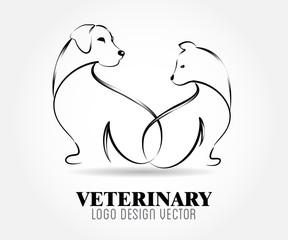 Cat and dog logo sketch vector image design