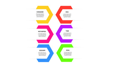 Vector hexagon Infographic stack chart design with icons and 6 options or steps. for business concept. Can be used for presentations banner, workflow layout, process diagram, flow chart