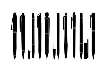 Collection of different pens, vector illustration