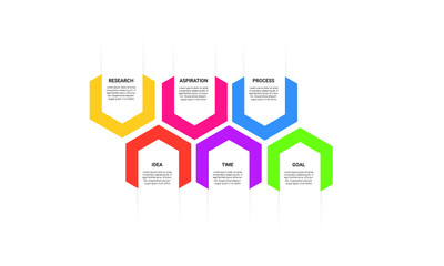 Vector hexagon Infographic stack chart design with icons and 6 options or steps. for business concept. Can be used for presentations banner, workflow layout, process diagram, flow chart