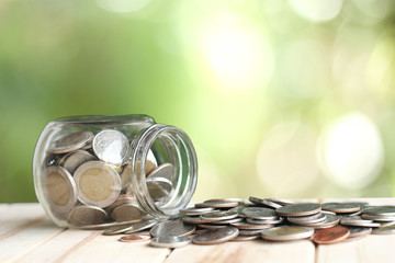 glass piggy bank  in saving money concept