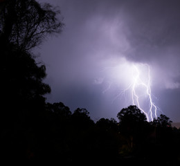 Thunderstorm with lots of lightning striking the ground in Lismore