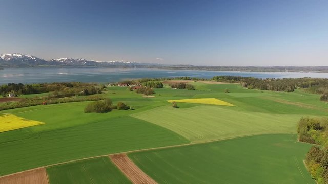 Aerial View to Chiemsee, near by Chieming, Bavaria, Germany