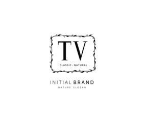 T V TV Beauty vector initial logo, handwriting logo of initial signature, wedding, fashion, jewerly, boutique, floral and botanical with creative template for any company or business.