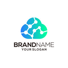 Fototapeta premium cloud technology logo design modern vector template