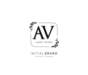 A V AV Beauty vector initial logo, handwriting logo of initial signature, wedding, fashion, jewerly, boutique, floral and botanical with creative template for any company or business.