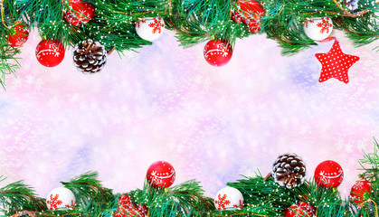 Christmas New Year holidays panoramic background. Copy space