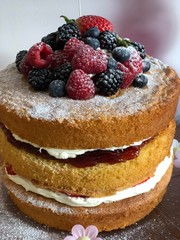 cake with berries