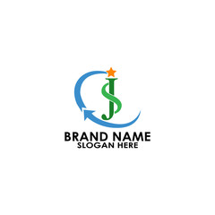 logo letter js with star