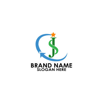 logo letter js with star