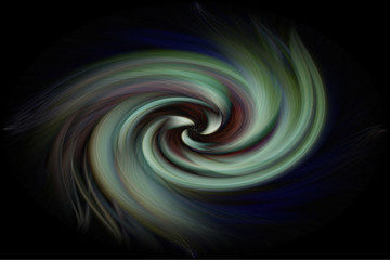 Abstract illustration, not overly twisted colors on a black background, flowing colors