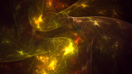 Fractal 3D rendering abstract gold bright background