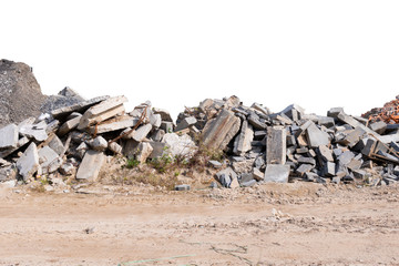 construction debris garbage bags, garbage bricks, a pile of rubble and material from a demolished...