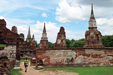 Templo budista de Wat Maha That en Ayutthaya, Tailandia.