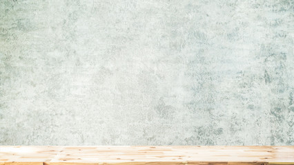Empty top shelves or table wood on concrete wall background.For put product and some thing