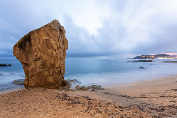Mediterranean sea long exposure cloudy sky