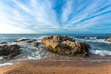 Mediterranean sea rocks over sea landscape