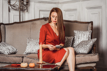 Portrait of woman vintage style and mystical atmosphere, concept of magic