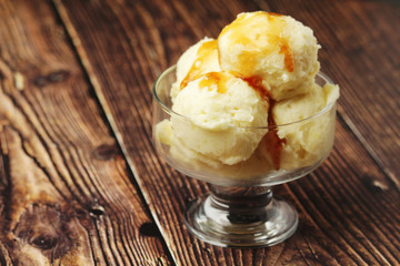 Ice cream scoops in an ice cream bowl	
