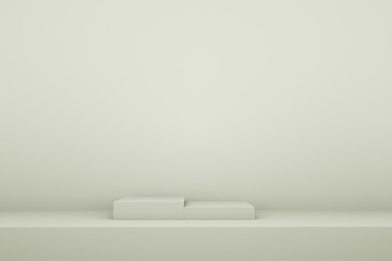 white booth 3D rendering background wall,White display table simple rendering background wall, can be used for banner design items display background.