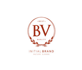 B V BV Beauty vector initial logo, handwriting logo of initial signature, wedding, fashion, jewerly, boutique, floral and botanical with creative template for any company or business.