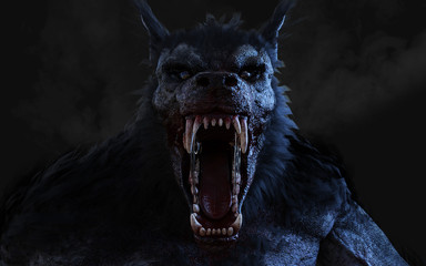 Illustration Werewolf Dark Background
