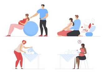 Pregnancy, Maternity and Parenting Scenes Flat Set