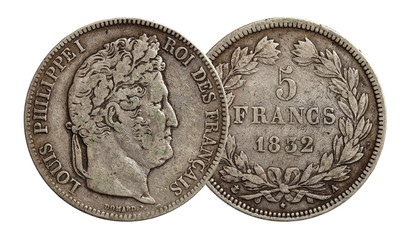 Belgium 5 francs silver coin 1832